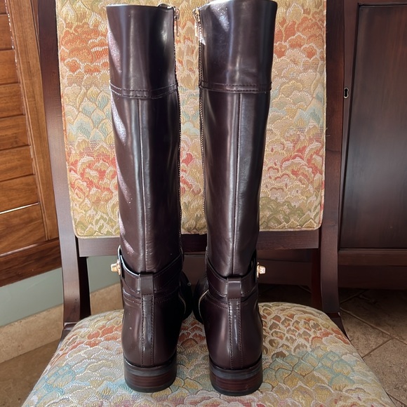 Coach Eva Riding Boot Chestnut Leather Size 10M Regular Calf - Picture 7 of 8